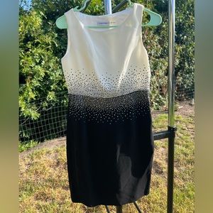 Black and white sleeveless Calvin Klein dress with rhinestones